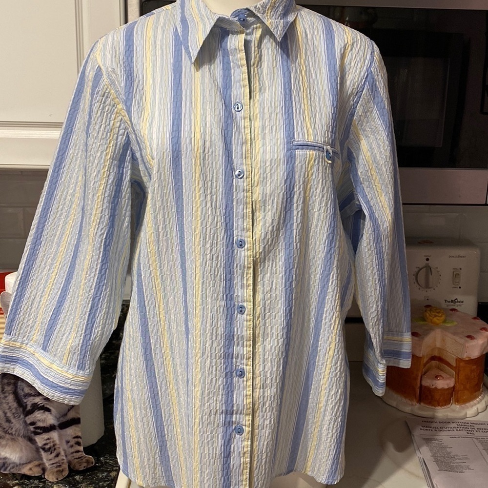 B womens Allison Daley button front 3/4 sleeve plus size blouse 18 W. EUC